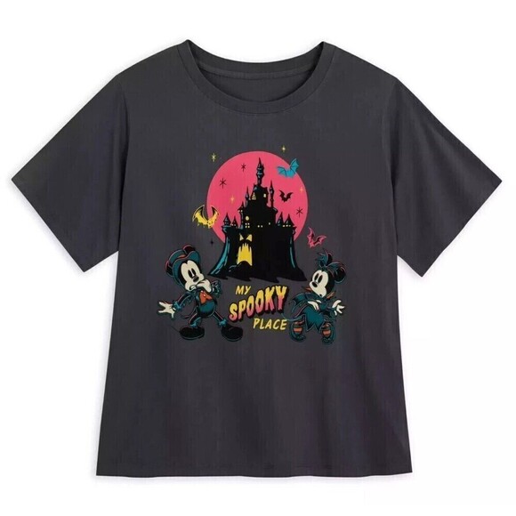 2023 Disney Parks Halloween My Spooky Place Shirt Mickey Minnie Mouse New Large - Picture 1 of 5